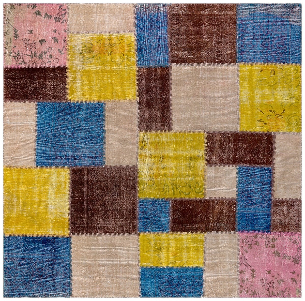Modern El Dokuma Patchwork Halı Multi Ölçü;230 x 230