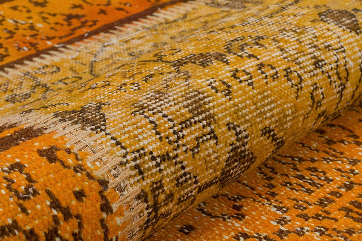 Modern El Dokuma Patchwork Halı Sarı Ölçü;116 x 230