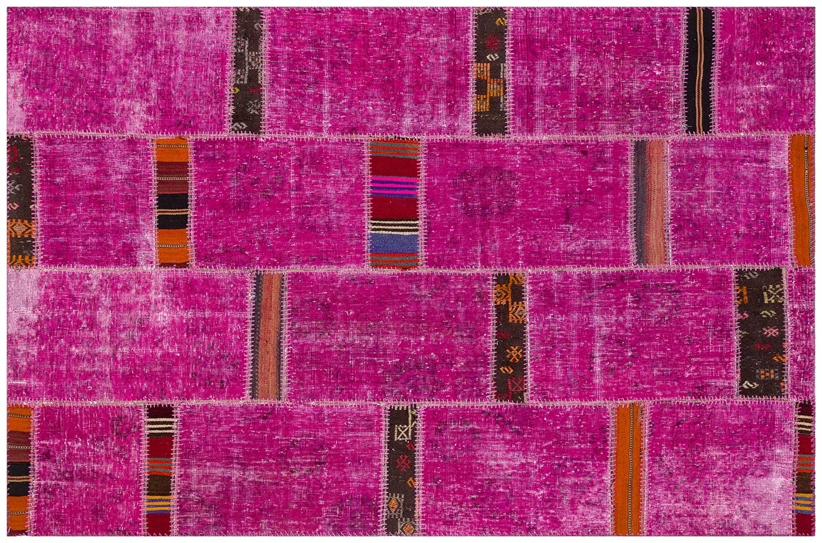 Modern El Dokuma Patchwork Halı Pembe Ölçü;159 x 230