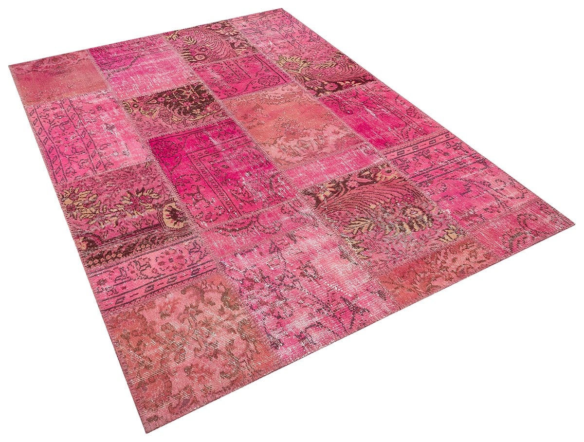 Modern El Dokuma Patchwork Halı Pembe Ölçü;170 x 240