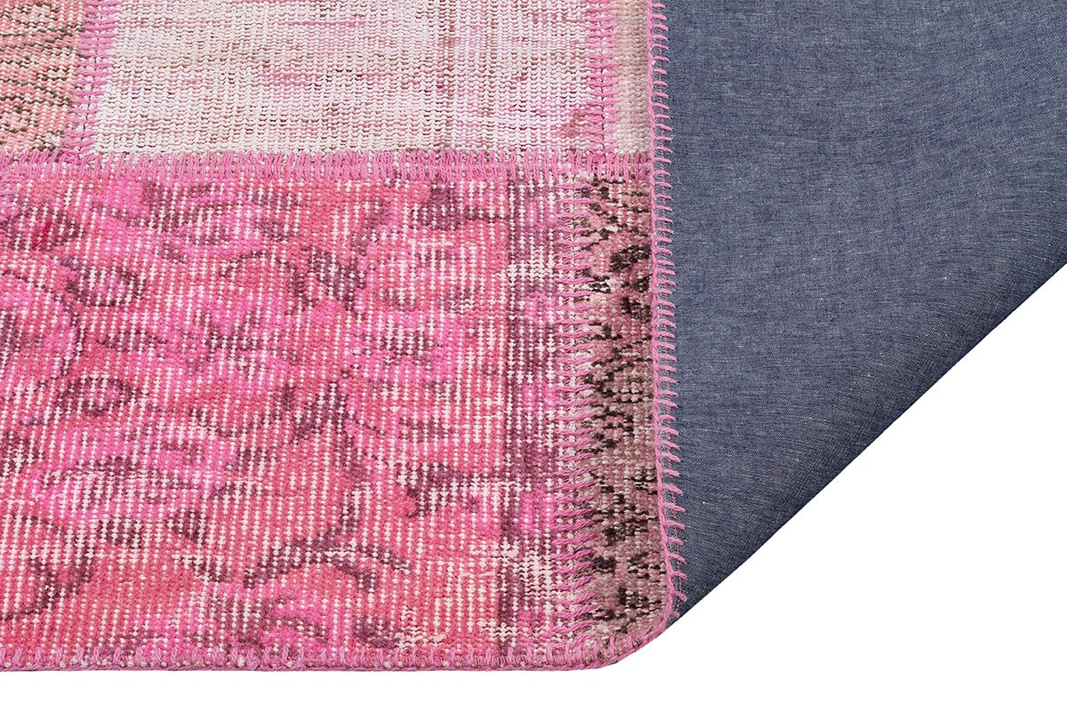 Modern El Dokuma Patchwork Halı Pembe Ölçü;160 x 230
