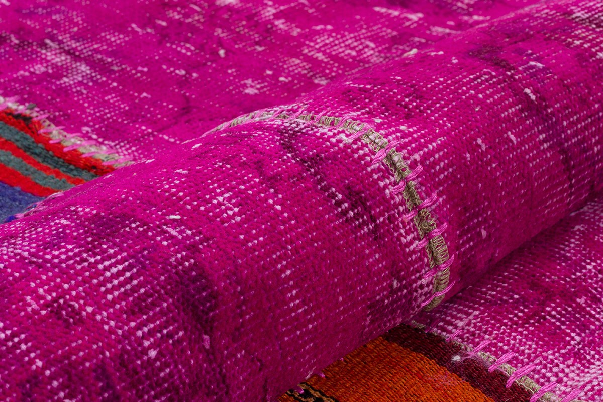 Modern El Dokuma Patchwork Halı Pembe Ölçü;159 x 230