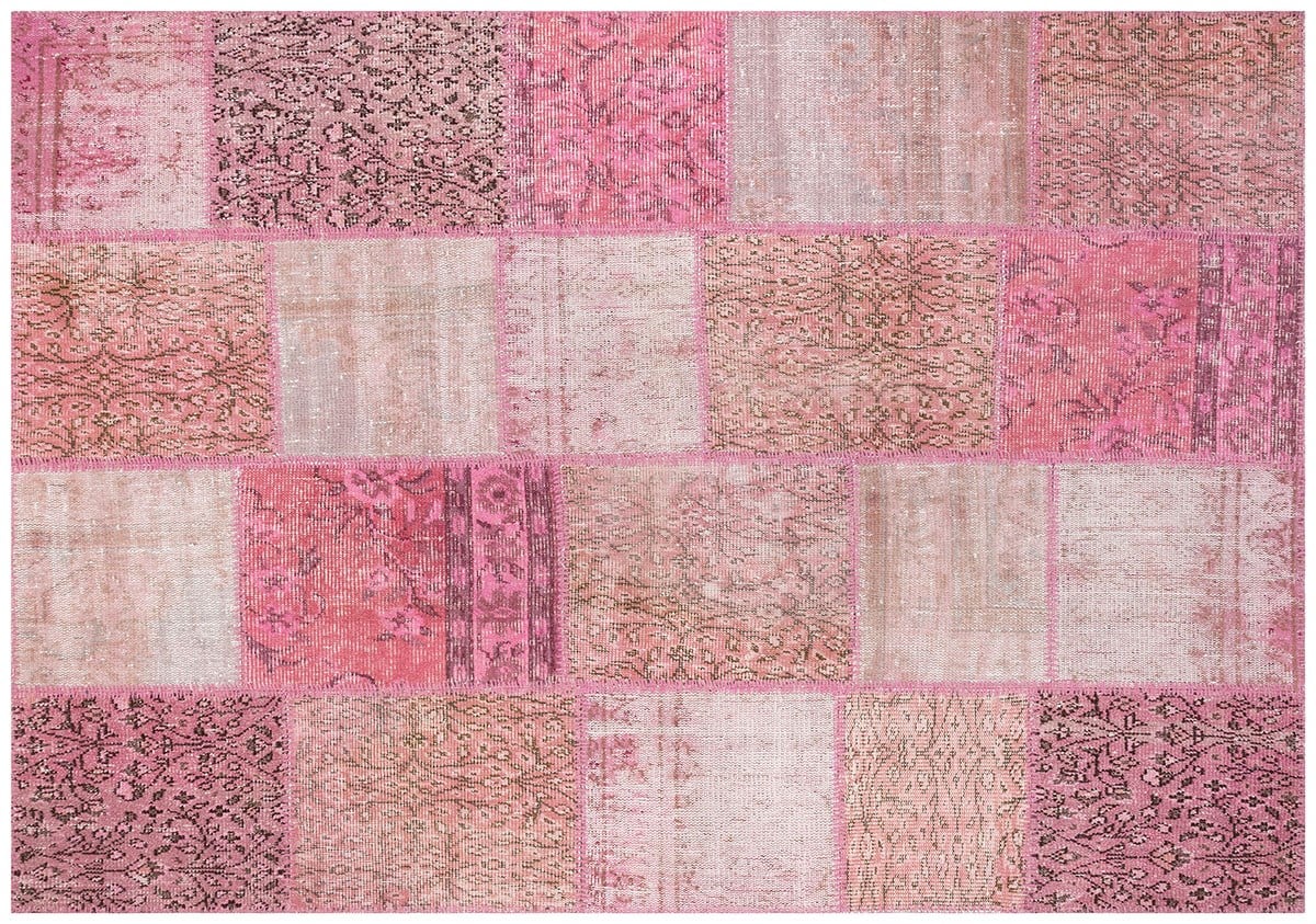 Modern El Dokuma Patchwork Halı Pembe Ölçü;160 x 230