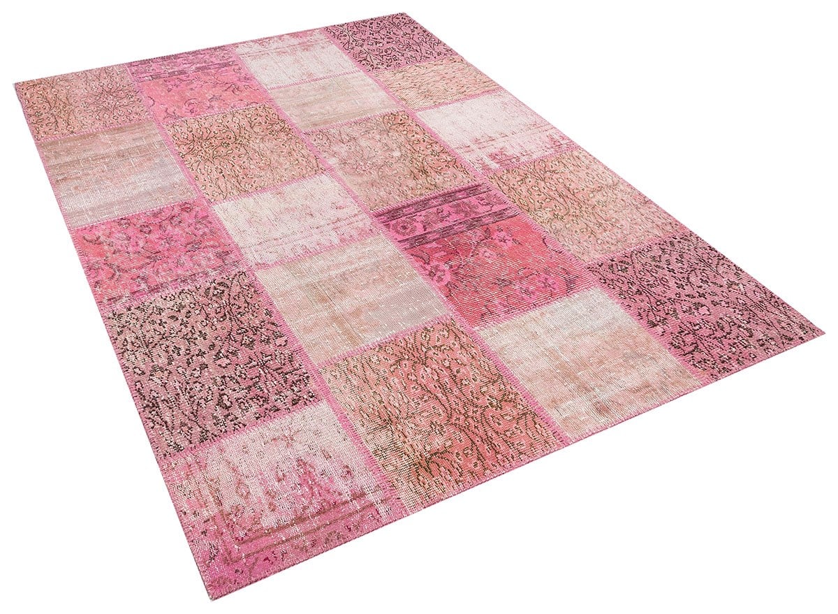 Modern El Dokuma Patchwork Halı Pembe Ölçü;160 x 230