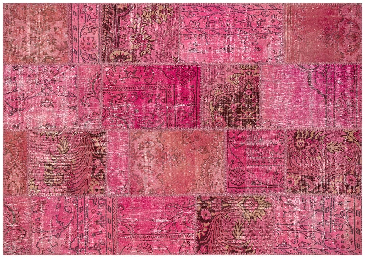 Modern El Dokuma Patchwork Halı Pembe Ölçü;170 x 240