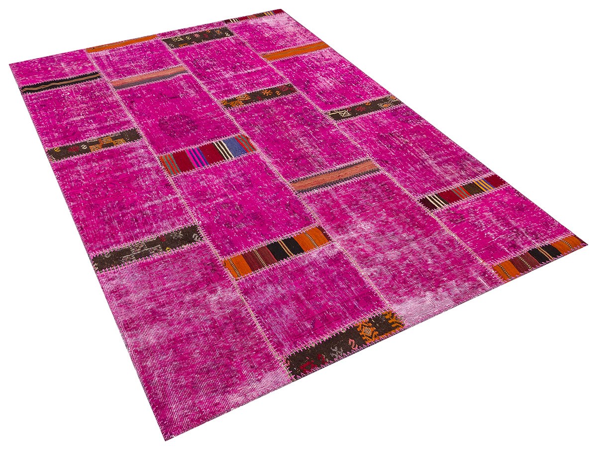Modern El Dokuma Patchwork Halı Pembe Ölçü;159 x 230