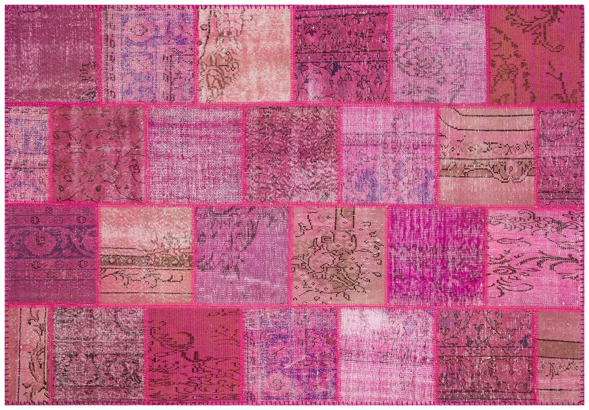 Modern El Dokuma Patchwork Halı Pembe Ölçü;170 x 235