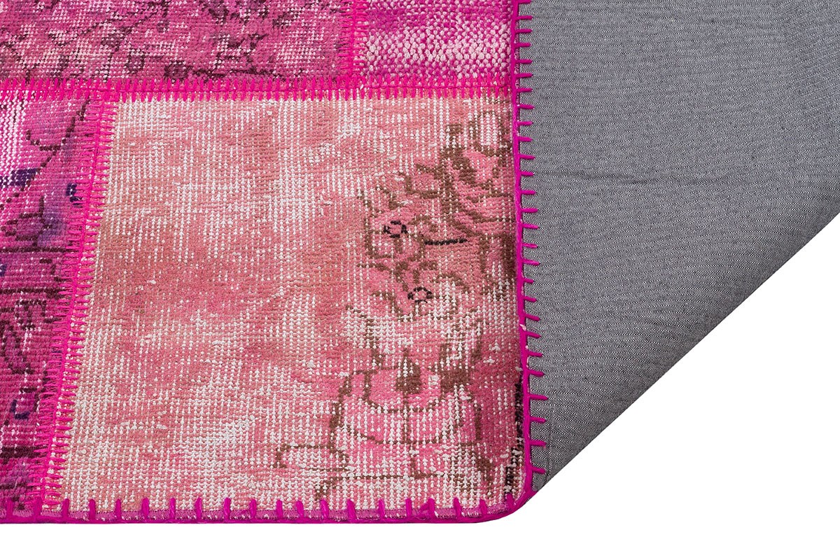 Modern El Dokuma Patchwork Halı Pembe Ölçü;170 x 235