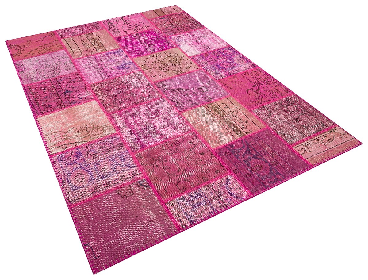Modern El Dokuma Patchwork Halı Pembe Ölçü;170 x 235