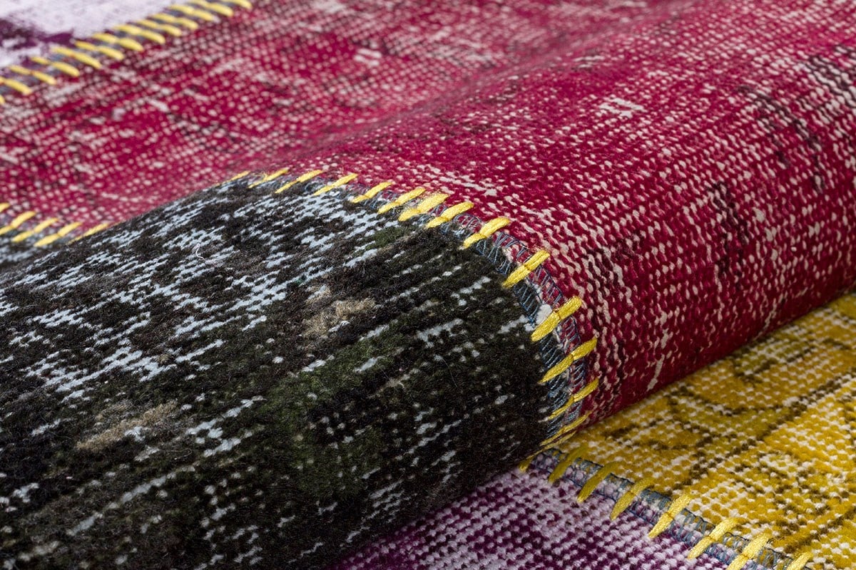 Modern El Dokuma Patchwork Halı Sarı Ölçü;170 x 240