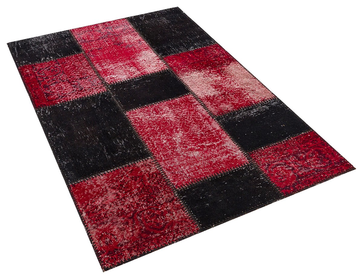 Modern El Dokuma Patchwork Halı Siyah Ölçü;120 x 180