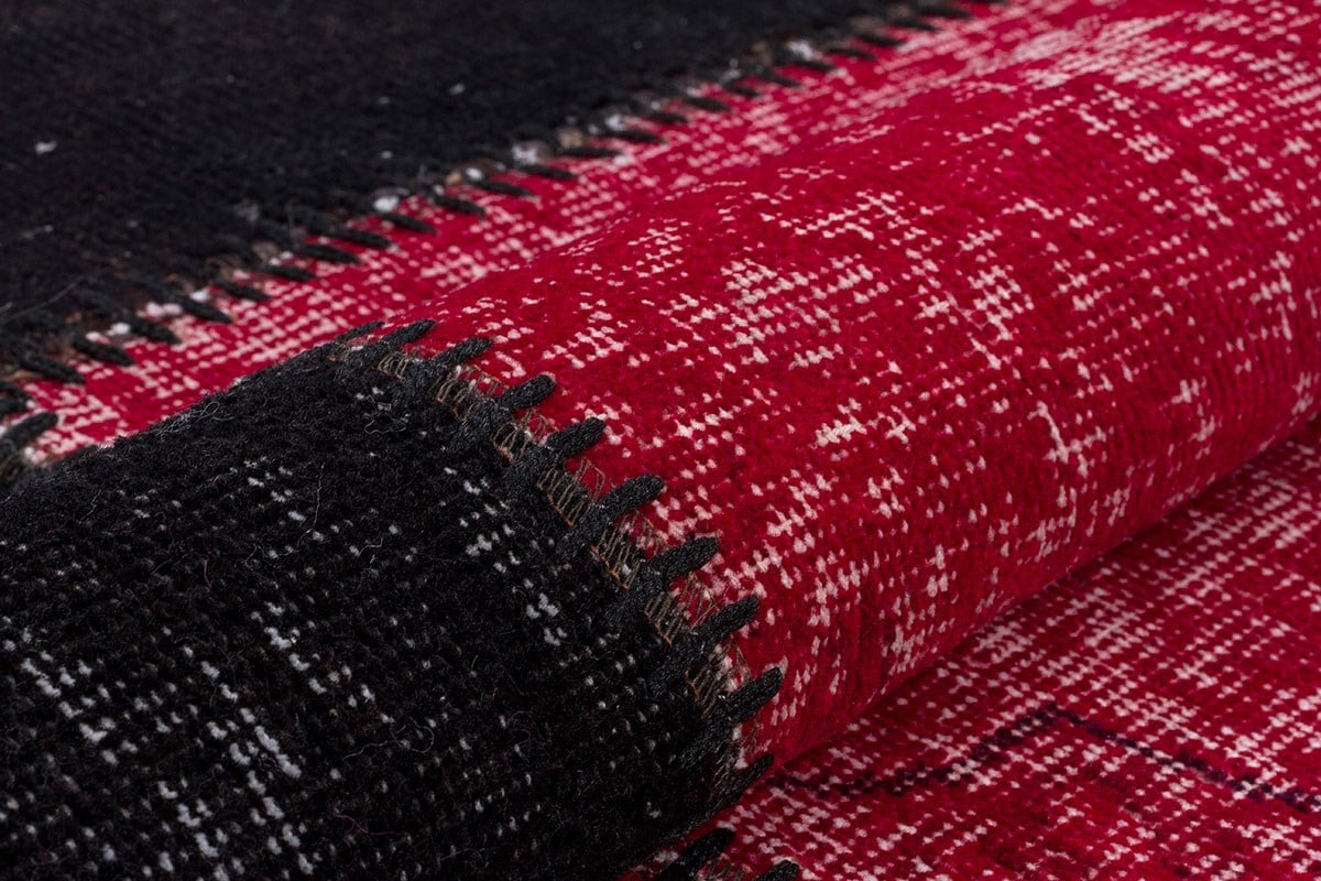 Modern El Dokuma Patchwork Halı Siyah Ölçü;120 x 180