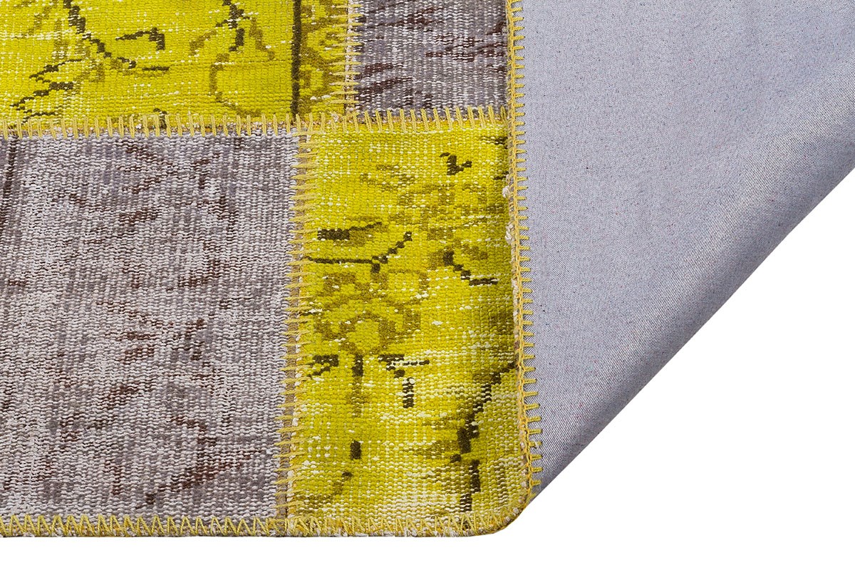 Modern El Dokuma Patchwork Halı Yeşil Ölçü;164 x 240