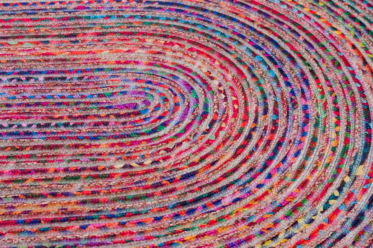 Jüt Kilim Modern Makine Dokuma Oval Halı 