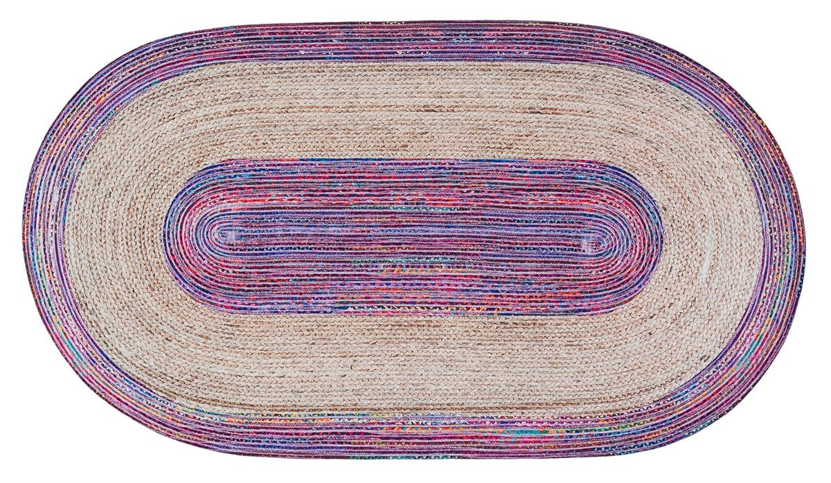 Jüt Kilim Modern Makine Dokuma Oval Halı 