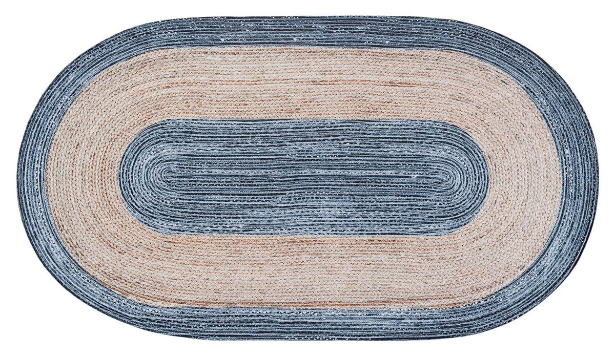 Jüt Kilim Modern Makine Dokuma Oval Halı 