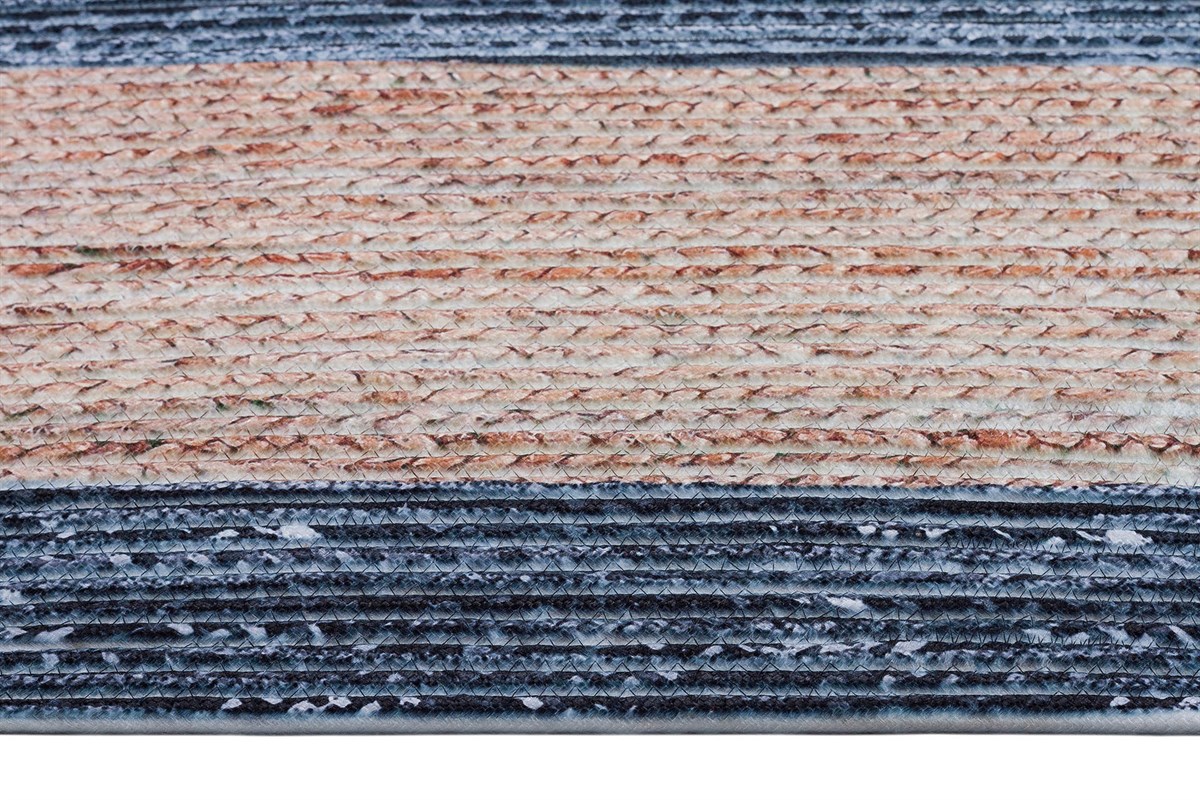 Jüt Kilim Modern Makine Dokuma Oval Halı 