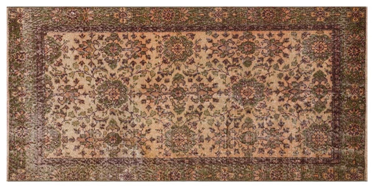 El Dokuma %100 Yün Türk Vintage Halı Yerli Üretim Ölçü;102x205