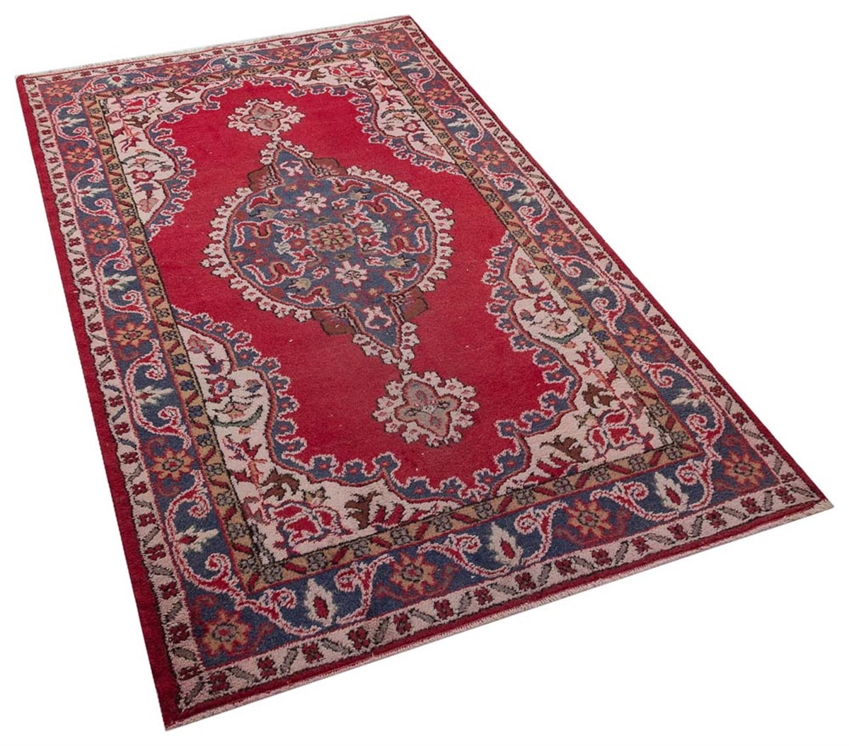 El Dokuma %100 Yün Türk Vintage Halı Yerli Üretim Ölçü;123x210