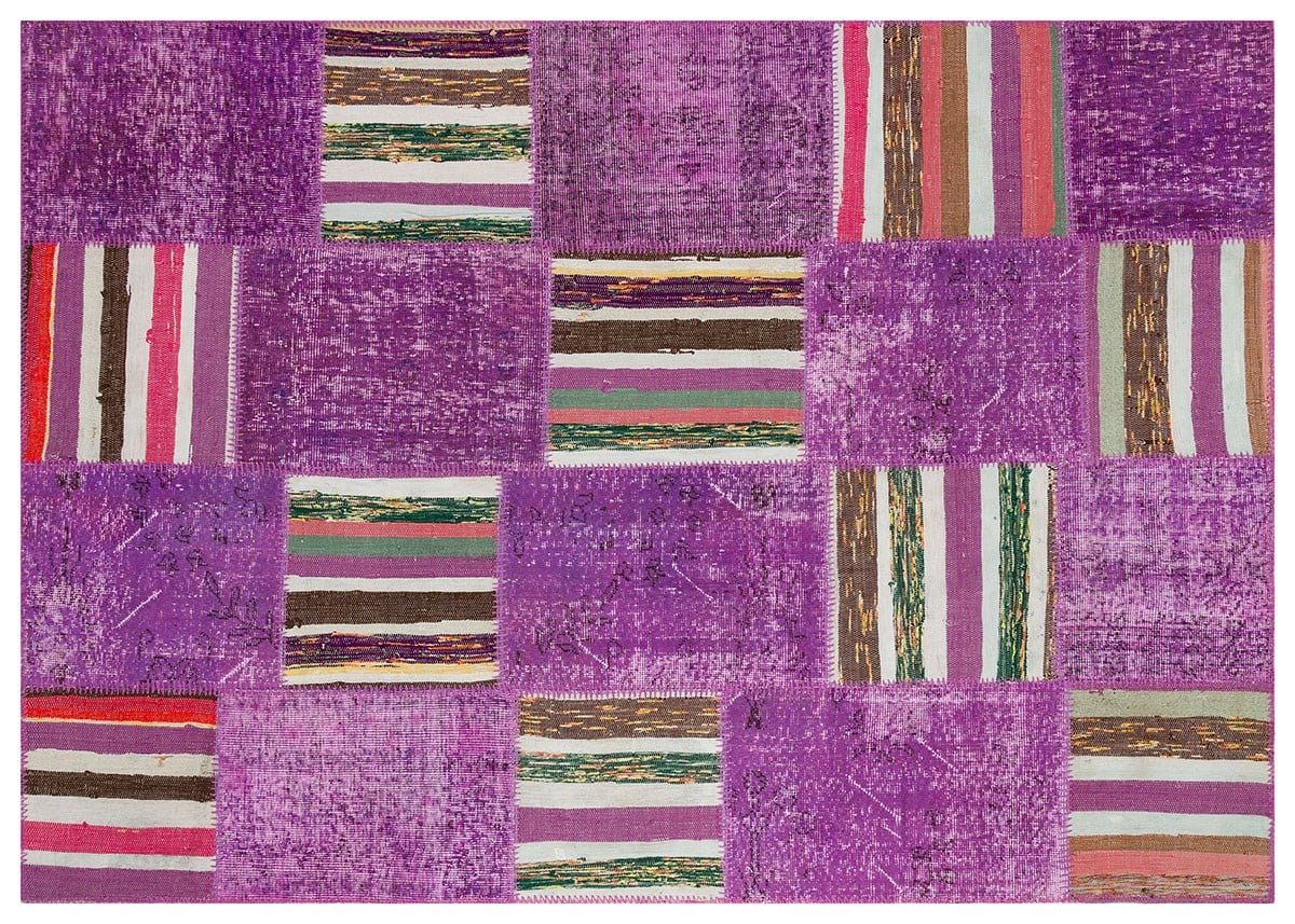 Modern El Dokuma Patchwork Halı Kilim Pembe 4 m2 Ölçü;170 x 240