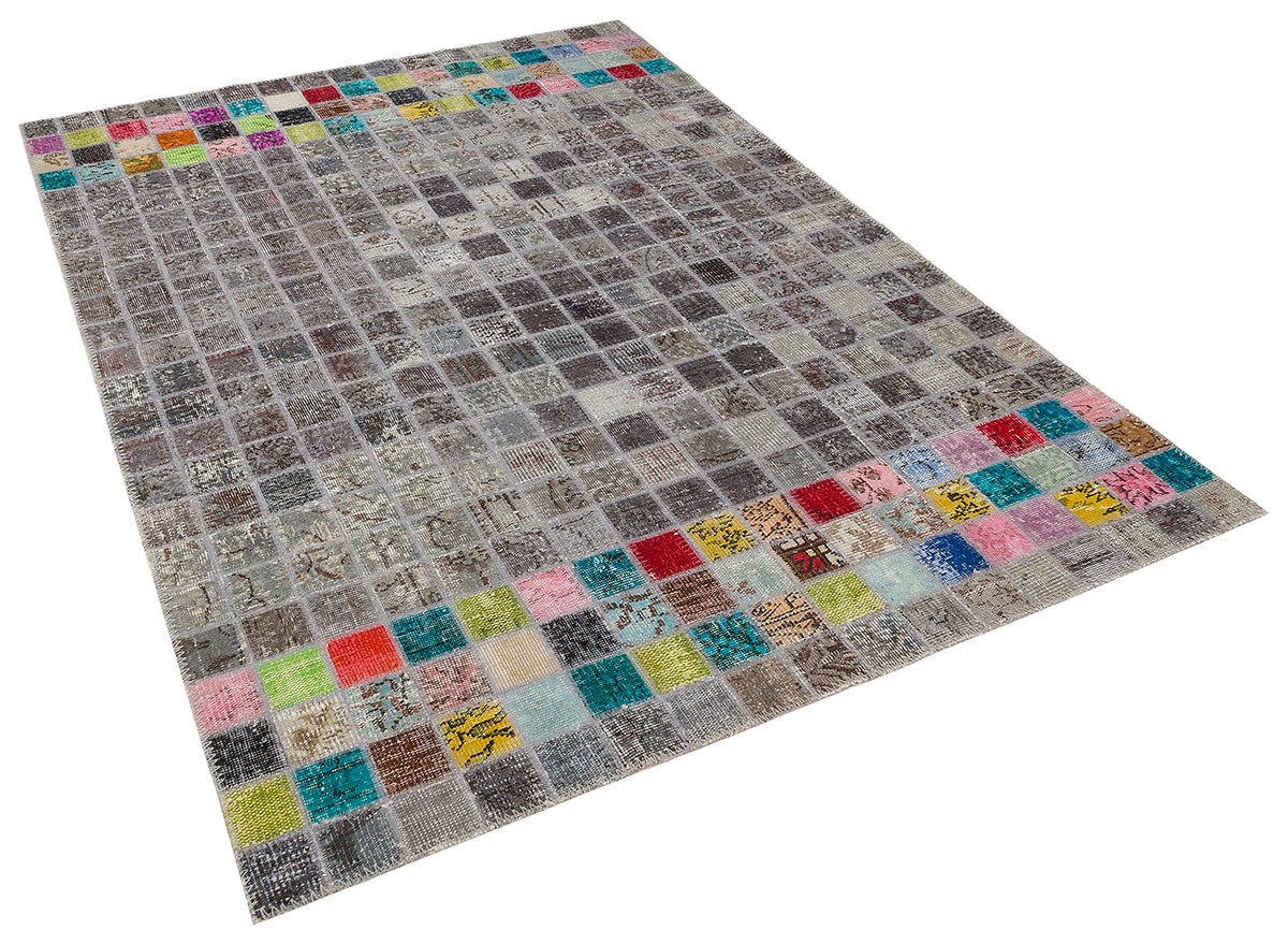 Modern El Dokuma Patchwork Halı Mozaik Detaylı Renkli 4 m2 Ölçü;170 x 240