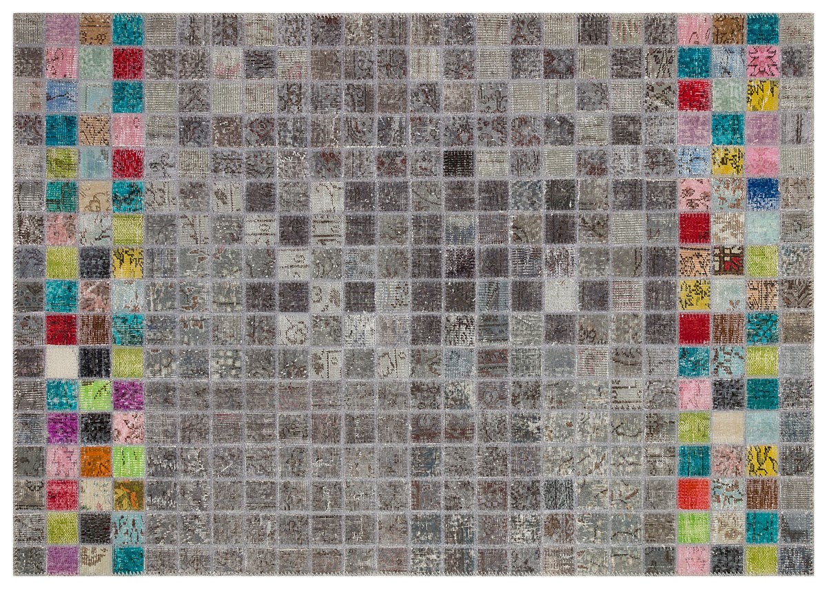 Modern El Dokuma Patchwork Halı Mozaik Detaylı Renkli 4 m2 Ölçü;170 x 240