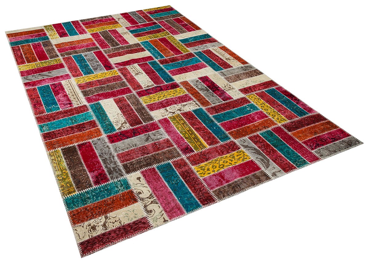 Modern El Dokuma Patchwork Halı Renkli 6 m2 Ölçü;200 x 300
