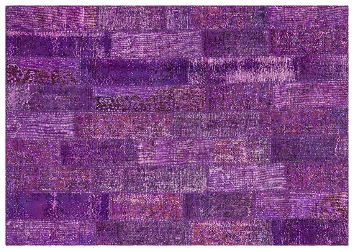 Modern El Dokuma Patchwork Halı Mor Kare Desenli 4 m2 Ölçü;170 x 240