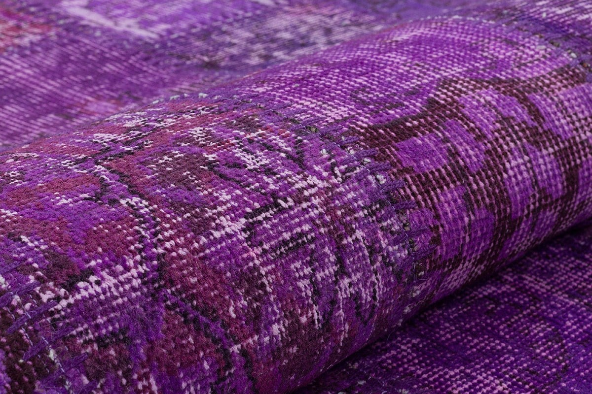 Modern El Dokuma Patchwork Halı Mor Kare Desenli 4 m2 Ölçü;170 x 240