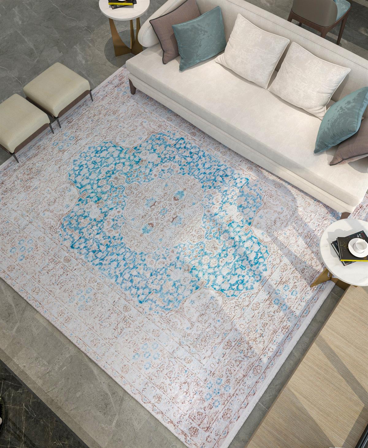 Yıkanabilir Dijital Baskılı Halı Klasik Koleksiyon TRKMN.12