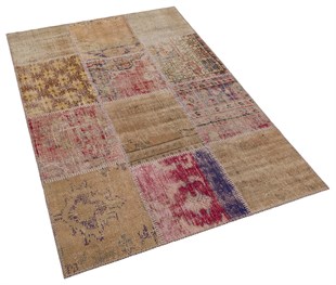 Modern El Dokuma Patchwork Halı Vintage Detaylı Ölçü;120x180