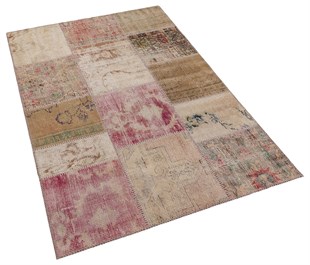 Modern El Dokuma Patchwork Halı Vintage Detaylı Ölçü;120x180