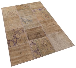 Modern El Dokuma Patchwork Halı Vintage Detaylı Ölçü;120x180