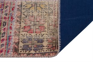 Modern El Dokuma Patchwork Halı Vintage Detaylı Ölçü;120x180