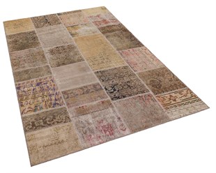 Modern El Dokuma Patchwork Halı Vintage Detaylı Ölçü;160x230