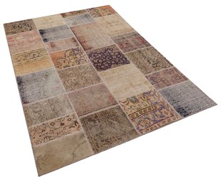 Modern El Dokuma Patchwork Halı Vintage Detaylı Ölçü;160x230