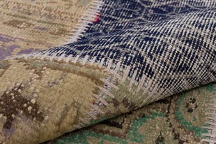 Modern El Dokuma Patchwork Halı Vintage Detaylı Ölçü;160x230
