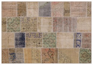 Modern El Dokuma Patchwork Halı Vintage Detaylı Ölçü;160x230