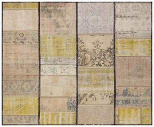 Modern El Dokuma Patchwork Halı Bej Ölçü;134 x 165