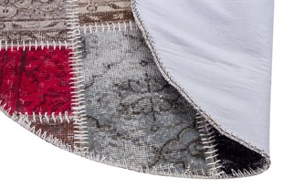 Modern El Dokuma Patchwork Halı Bej Ölçü;110 x 110