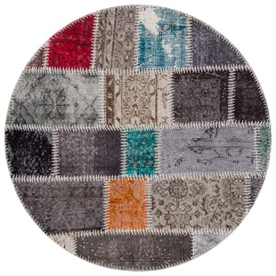 Modern El Dokuma Patchwork Halı Bej Ölçü;110 x 110