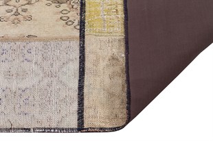 Modern El Dokuma Patchwork Halı Bej Ölçü;134 x 165