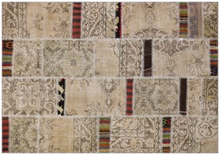 Modern El Dokuma Patchwork Halı Bej Ölçü;160 x 227