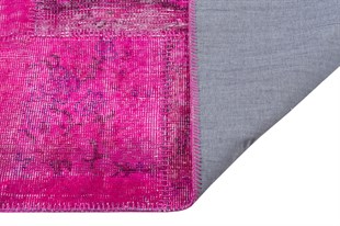 Modern El Dokuma Patchwork Halı Fuşya Ölçü;165 x 240