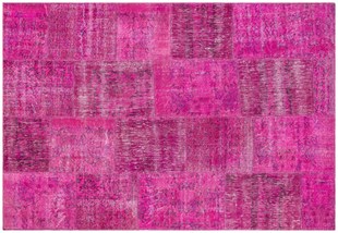 Modern El Dokuma Patchwork Halı Fuşya Ölçü;165 x 240