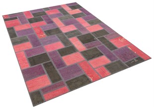 Modern El Dokuma Patchwork Halı Gri Ölçü;170 x 235