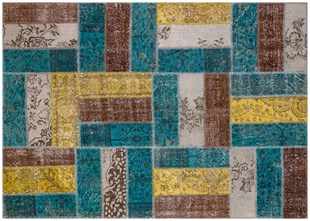 Modern El Dokuma Patchwork Halı Kahverengi Ölçü;170 x 240