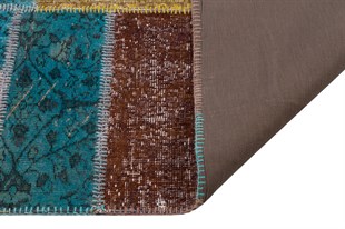 Modern El Dokuma Patchwork Halı Kahverengi Ölçü;170 x 240