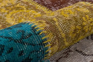 Modern El Dokuma Patchwork Halı Kahverengi Ölçü;170 x 240