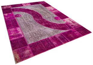 Modern El Dokuma Patchwork Halı Kırmızı Ölçü;240 x 330